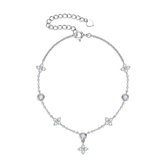 Orelia Moissanite Bracelet With Certificate 925 Sterling Silver Four-leaf Flower Adjustable Chain Bracelets for Women 2025 Trend
