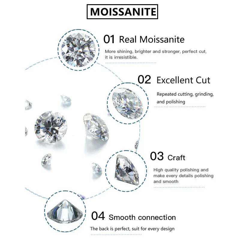 Moissanite Bracelet With Certificate 925 Sterling Silver Adjustable Double Chain Bracelets for Women Wedding Jewelry Gift