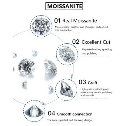 Moissanite Bracelet With Certificate 925 Sterling Silver Adjustable Double Chain Bracelets for Women Wedding Jewelry Gift