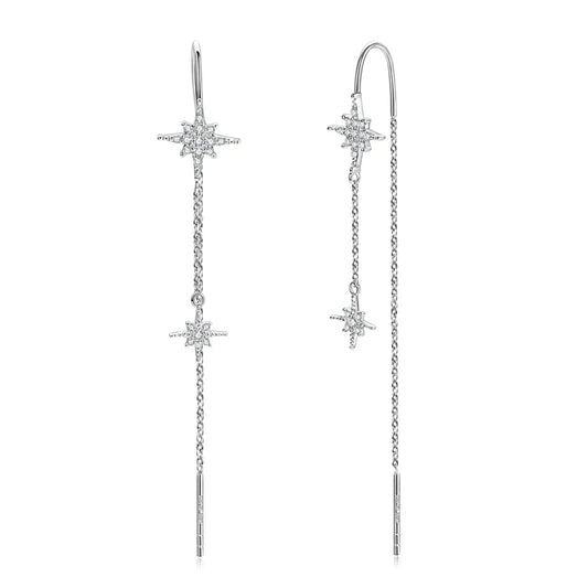 AINUOSHI Exquisite Moissanite Tassel Chain Dangle Earrings for Women 925 Sterling Silver Pierced Ear Stud Earrings Jewelry Gfit