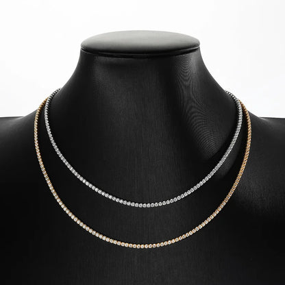 2mm All moissanite Tennis Necklace for Women Man Adjustable Choker Chain 100% 925 Sterling Silver Jewelry