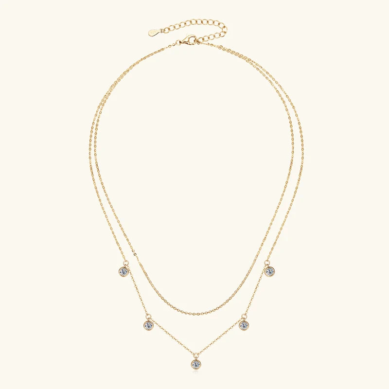Orelia Certified Moissanite  Layered Pendant Necklaces for Women S925 Sterling Silver Necklace Chain Jewelry Wedding Gifts