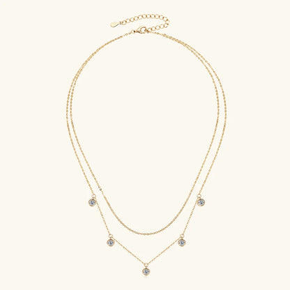 Orelia Certified Moissanite  Layered Pendant Necklaces for Women S925 Sterling Silver Necklace Chain Jewelry Wedding Gifts