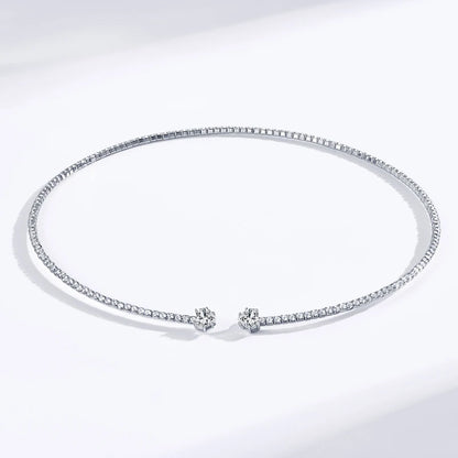 D1.60CT Heart Cut Moissanite Collar Open Tennis Necklace 925 Sterling Silver Choker for Women Fine Jewelry GRA Certificate