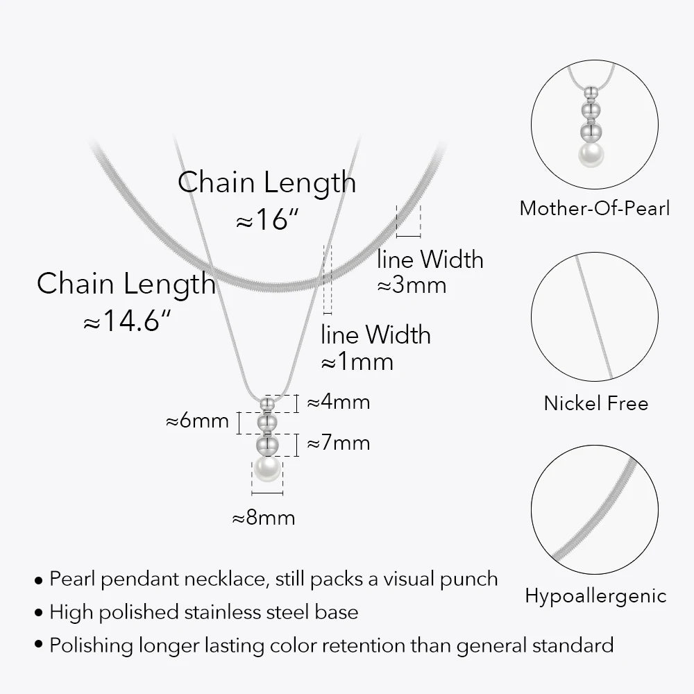 Snake Chain Pendant Pearl Necklace18K Plated