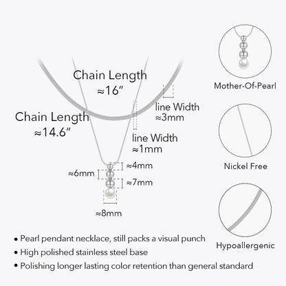 Snake Chain Pendant Pearl Necklace18K Plated