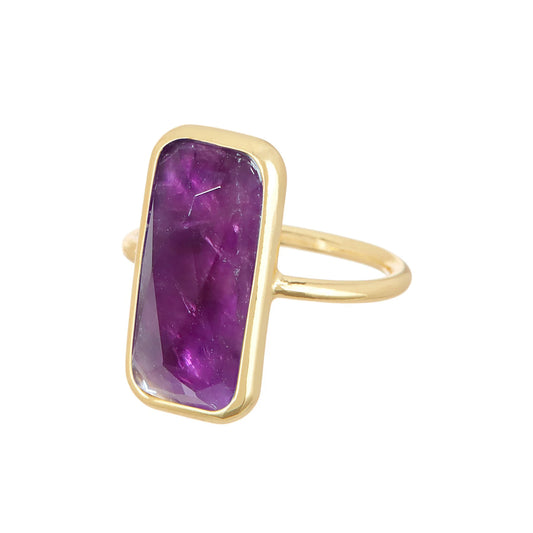 Handcraft Amethyst Rectangle Ring