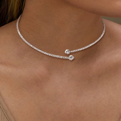 D1.60CT Heart Cut Moissanite Collar Open Tennis Necklace 925 Sterling Silver Choker for Women Fine Jewelry GRA Certificate