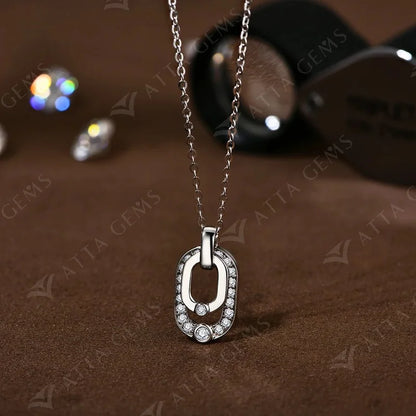 Orelia Luxury Round Cut 2.2mm Moissanite Pendant Necklace For Women 925 SIlver Sparkling Wedding Party  Fine Jewelry Gift