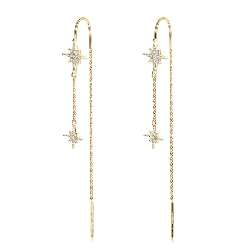 AINUOSHI Exquisite Moissanite Tassel Chain Dangle Earrings for Women 925 Sterling Silver Pierced Ear Stud Earrings Jewelry Gfit