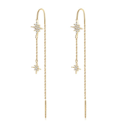 AINUOSHI Exquisite Moissanite Tassel Chain Dangle Earrings for Women 925 Sterling Silver Pierced Ear Stud Earrings Jewelry Gfit
