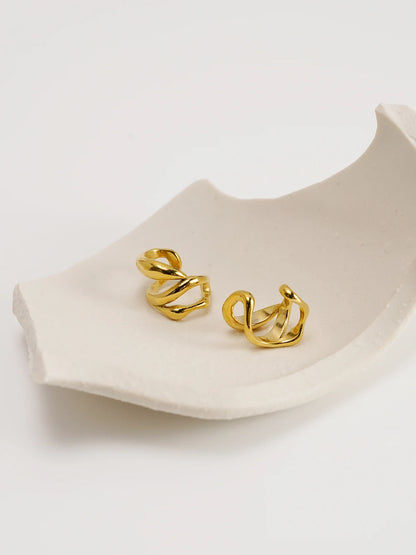 Irregular Line Ear Cuff  18K Gold Plated In Earings