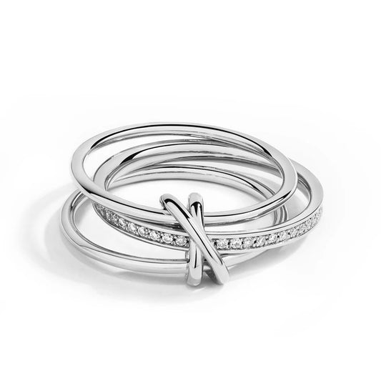 ORELIA New Moissanite Ring DVVS1 Diamond S925 Sterling Silver 3 Ring Connect Design Engagement Jewelry for Women Men Gift