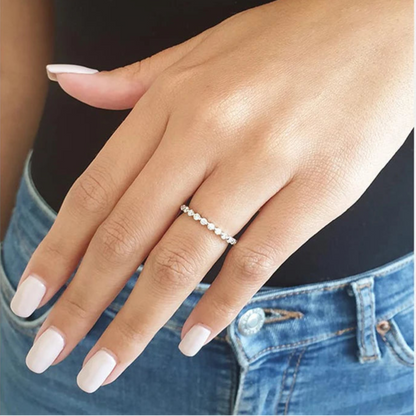 ORELIA Moissanite Wedding Band Round Brilliant 14K 18K 9K  Ring Dainty Sweet VVS 1 Clarity D Engagement Rings Jewelry