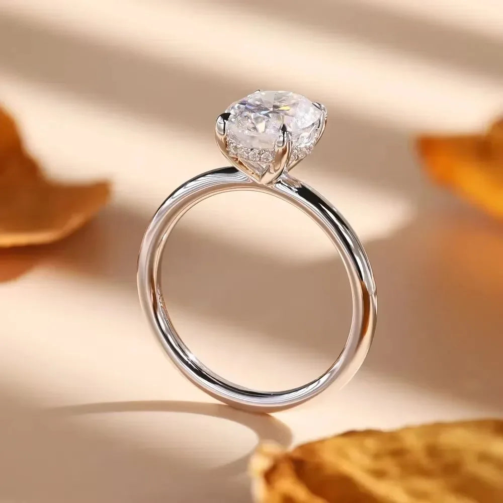 Orelia Full Moissanite Engagement Wedding Ring Set for Women 2ct Oval Cut Promise Rings & 925 Wedding Bands Lab Diamond Jewelry