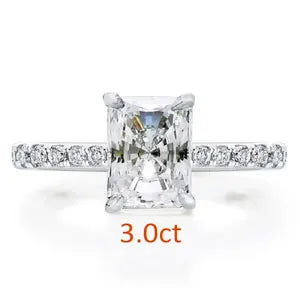 orelia Moissanite Solitaire Engagement Rings 2/3/4ct Radiant Cut D Color Solid 925 Sterling Silver Women Wedding Jewelry Gifts