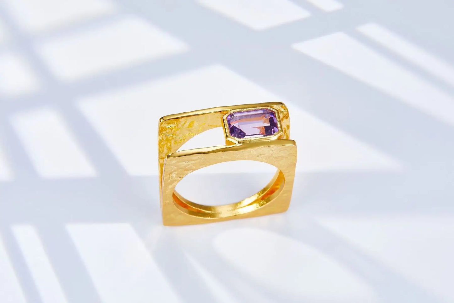 925 Silver Gold Plated Hollow Duet Statement Rings