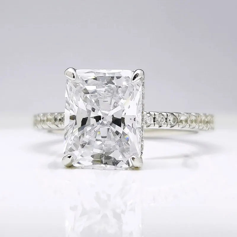 orelia Moissanite Solitaire Engagement Rings 2/3/4ct Radiant Cut D Color Solid 925 Sterling Silver Women Wedding Jewelry Gifts