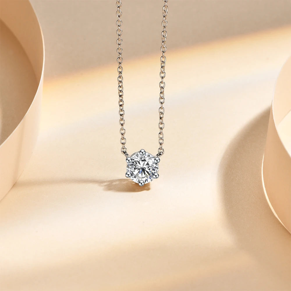 925 Silver Pendant Round Cut Necklace