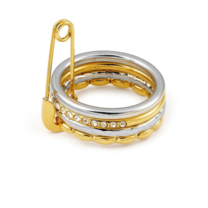 Zircon Pin 18K Plated Gold Ring