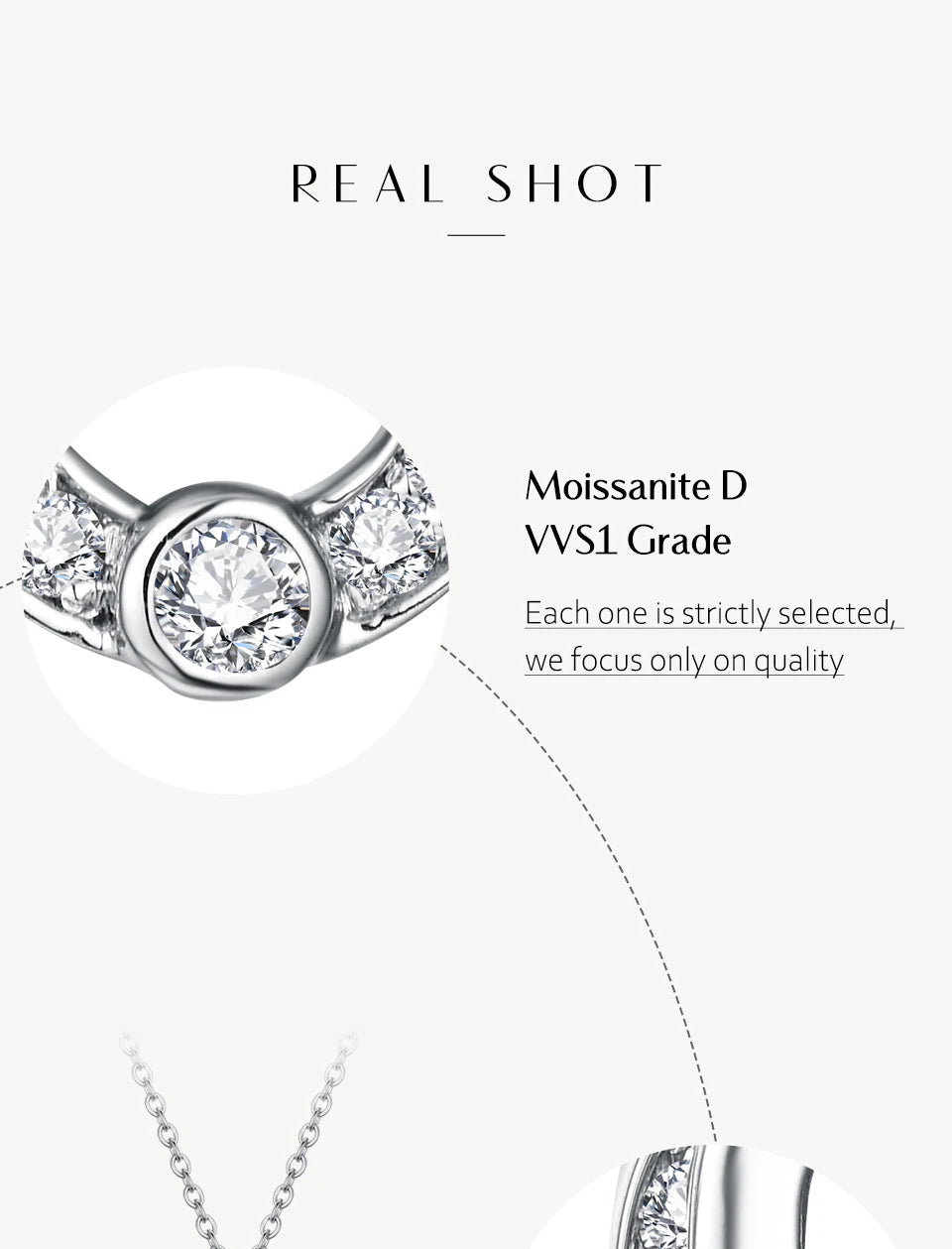 Orelia Luxury Round Cut 2.2mm Moissanite Pendant Necklace For Women 925 SIlver Sparkling Wedding Party  Fine Jewelry Gift