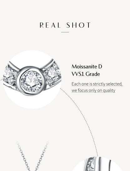 Orelia Luxury Round Cut 2.2mm Moissanite Pendant Necklace For Women 925 SIlver Sparkling Wedding Party  Fine Jewelry Gift