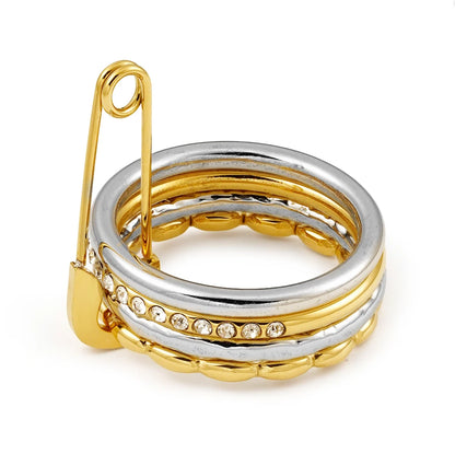Zircon Pin 18K Plated Gold Ring