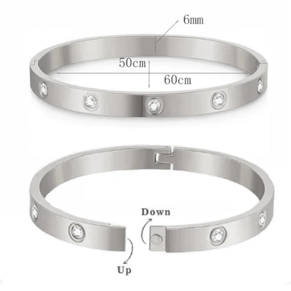 Love Dangles Bracelets Cubic Zirconia Cuff Bangle