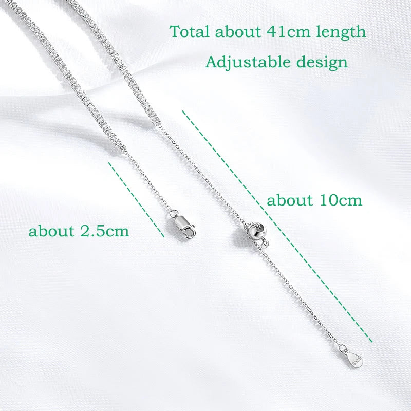 2mm All moissanite Tennis Necklace for Women Man Adjustable Choker Chain 100% 925 Sterling Silver Jewelry