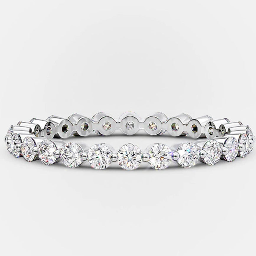 ORELIA Moissanite Wedding Band Round Brilliant 14K 18K 9K  Ring Dainty Sweet VVS 1 Clarity D Engagement Rings Jewelry