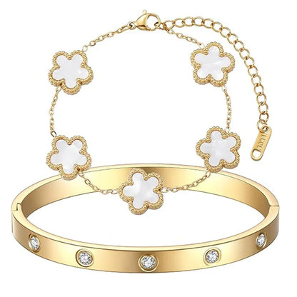 Gold Plated Bracelet Love bangle Set