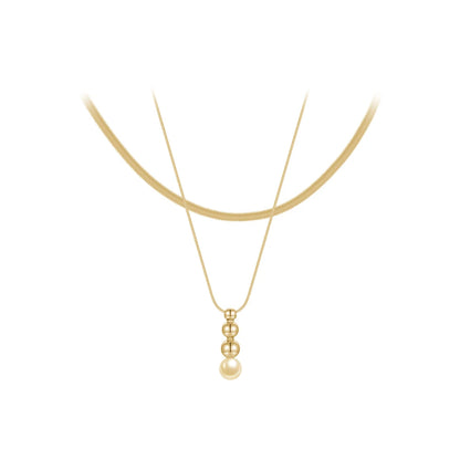 Snake Chain Pendant Pearl Necklace18K Plated