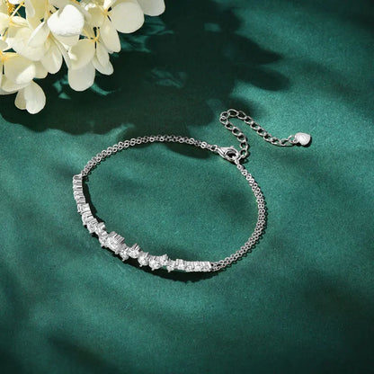 Moissanite Bracelet With Certificate 925 Sterling Silver Adjustable Double Chain Bracelets for Women Wedding Jewelry Gift