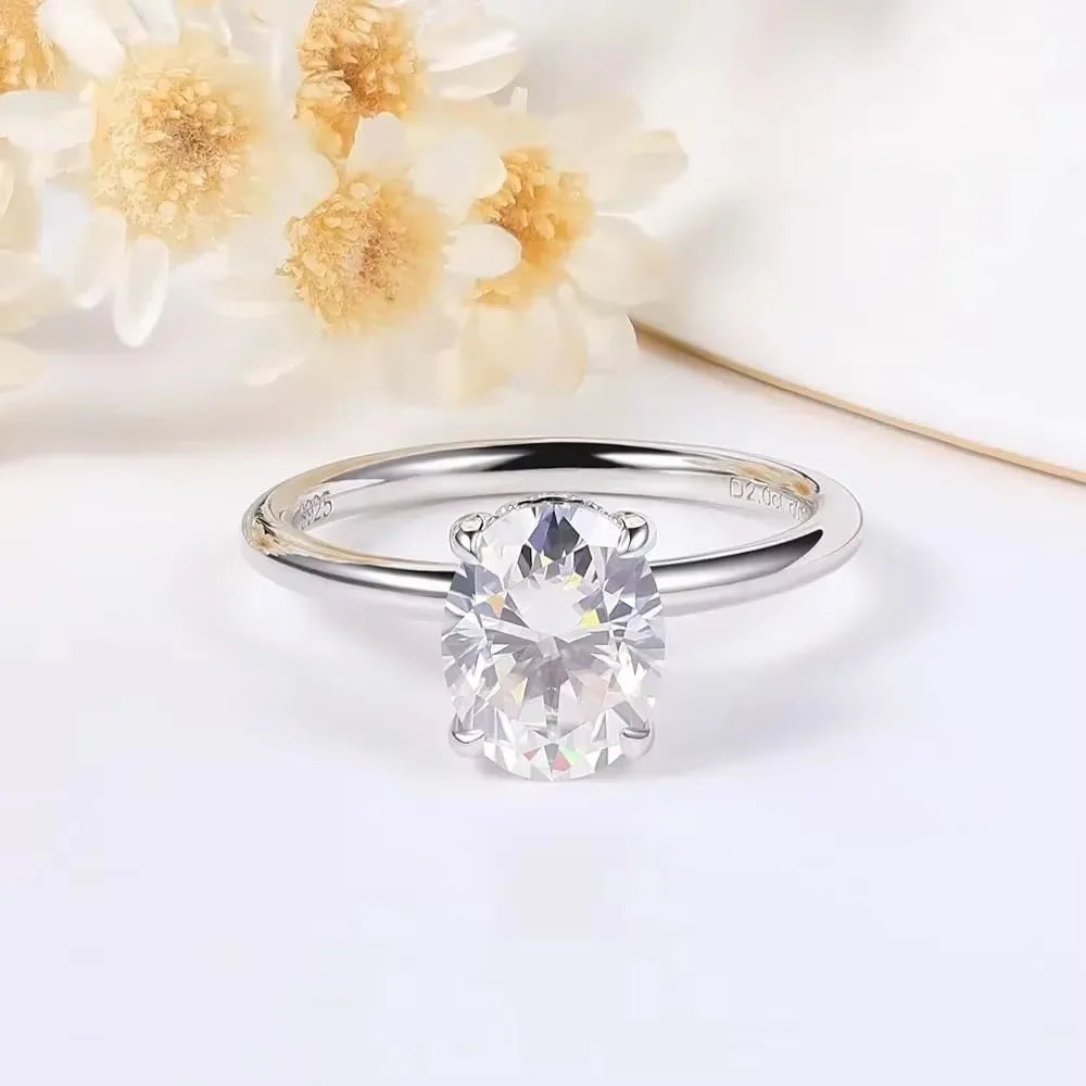 Orelia Full Moissanite Engagement Wedding Ring Set for Women 2ct Oval Cut Promise Rings & 925 Wedding Bands Lab Diamond Jewelry