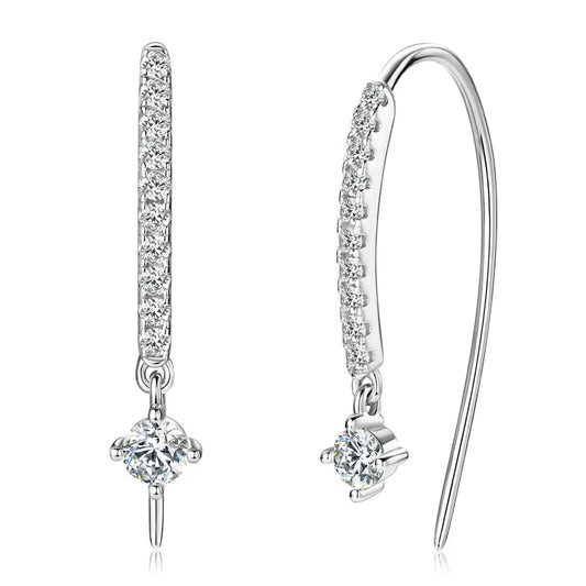 VVS1 Round Moissanite U-shaped Stud Earrings For Women Girls 925 Sterling Silver Earring Pendientes Fine Jewelry Gifts