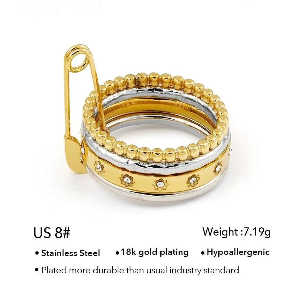 Zircon Pin 18K Plated Gold Ring
