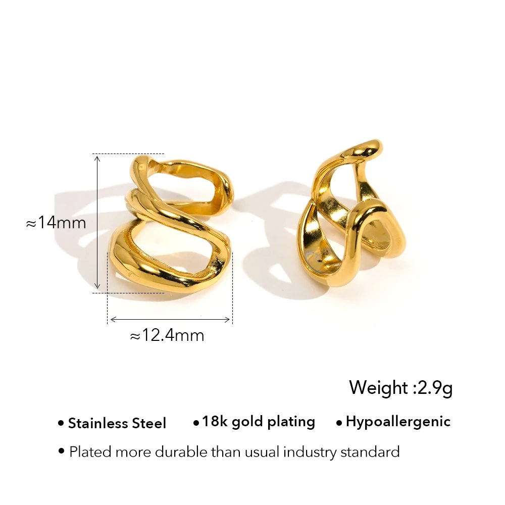Irregular Line Ear Cuff  18K Gold Plated In Earings