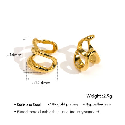 Irregular Line Ear Cuff  18K Gold Plated In Earings