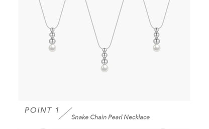 Snake Chain Pendant Pearl Necklace18K Plated