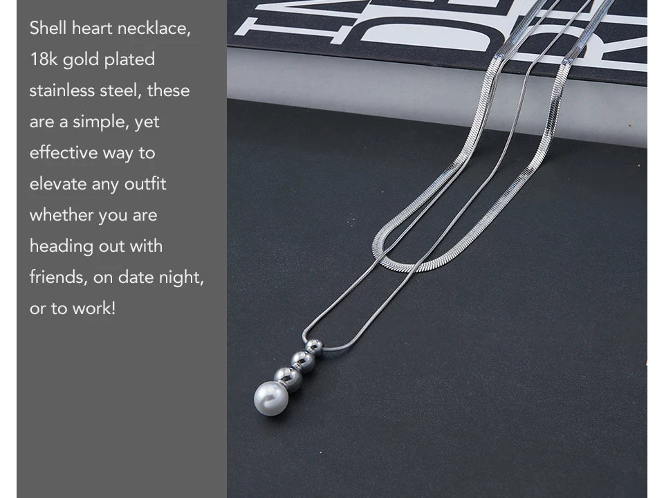Snake Chain Pendant Pearl Necklace18K Plated