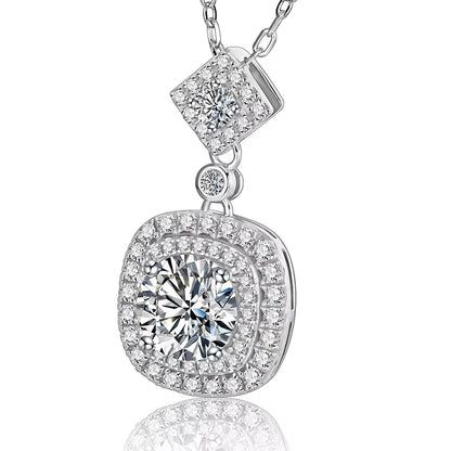 925 Sterling Silver 1ct 6.5mm D Moissanite Necklace