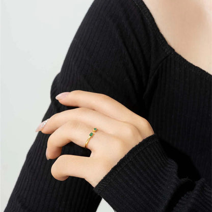 100% 925 Sterling Silver Green Zircon CZ Adjustable Ring For Women 2024 Fashion Fine Luxury Party Jewelry