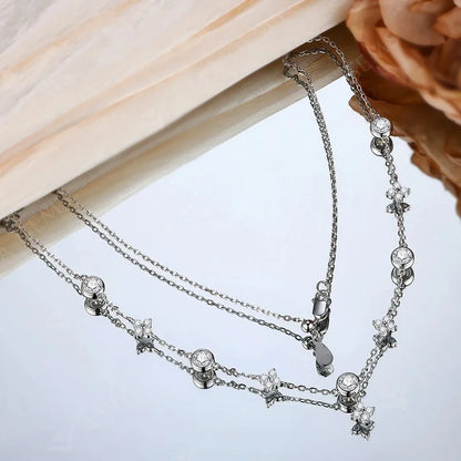 925 Silver White Gold Plated Flowers Pendent Necklace