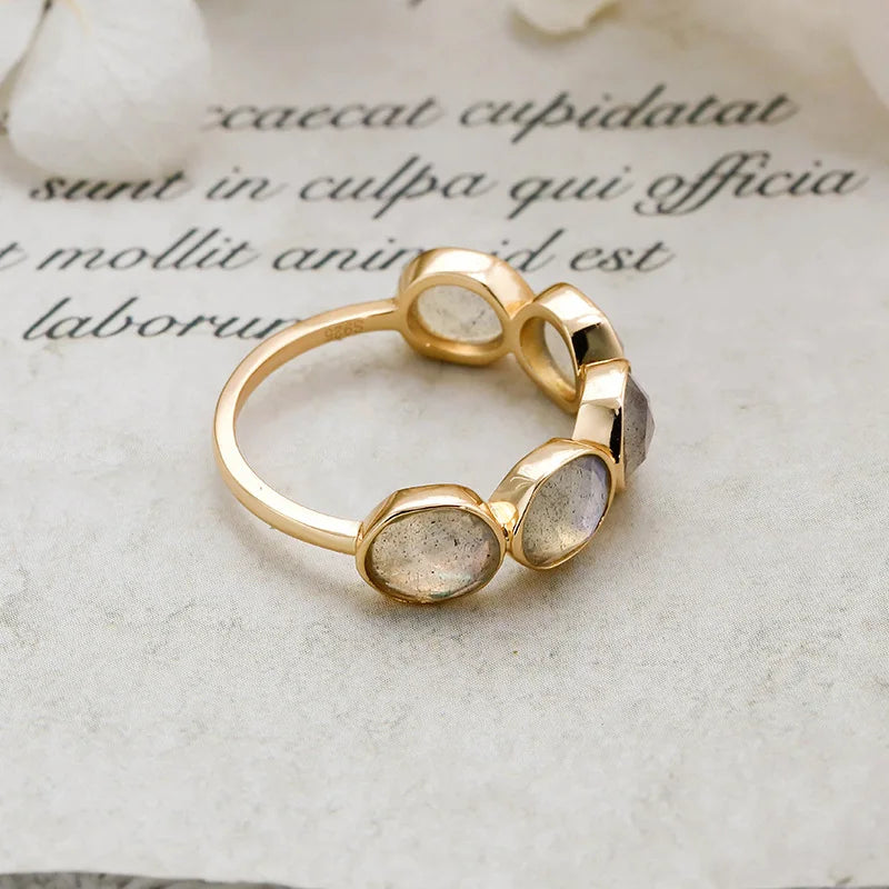 Vintage Irregularity Natural Labradorite Ring