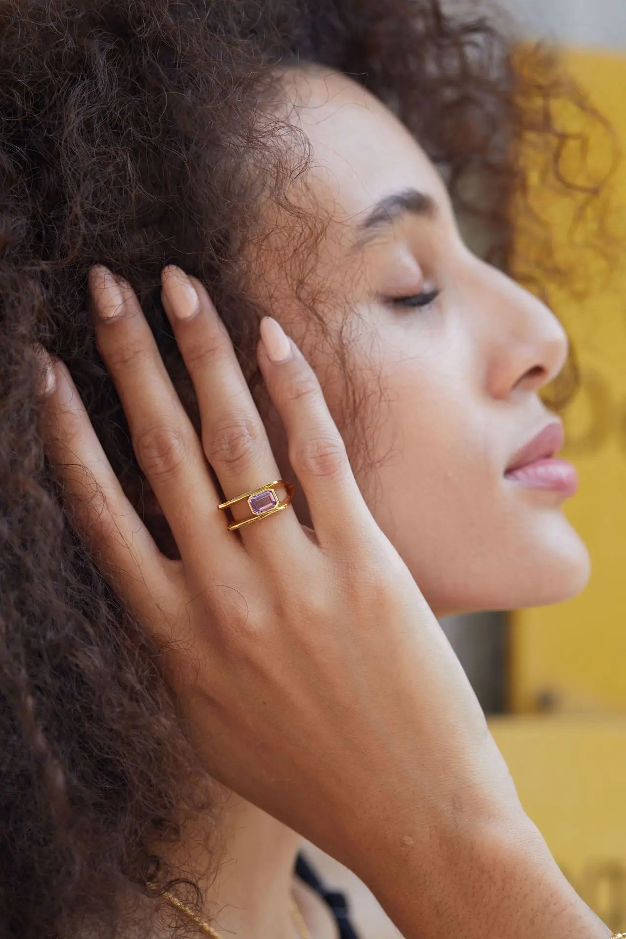 925 Silver Gold Plated Hollow Duet Statement Rings