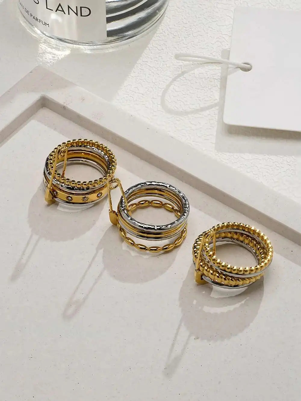 Zircon Pin 18K Plated Gold Ring