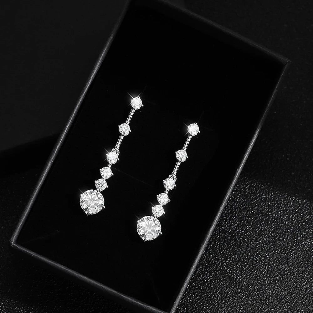 Moissanite Dangle Earrings For Women 3ct a Pair D Color VVS1 Diamond Long Tassel Ear Drops 925 Sterling Silver Fine Jewelry Gift