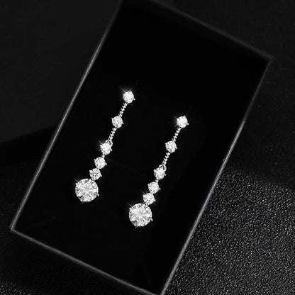Moissanite Dangle Earrings For Women 3ct a Pair D Color VVS1 Diamond Long Tassel Ear Drops 925 Sterling Silver Fine Jewelry Gift