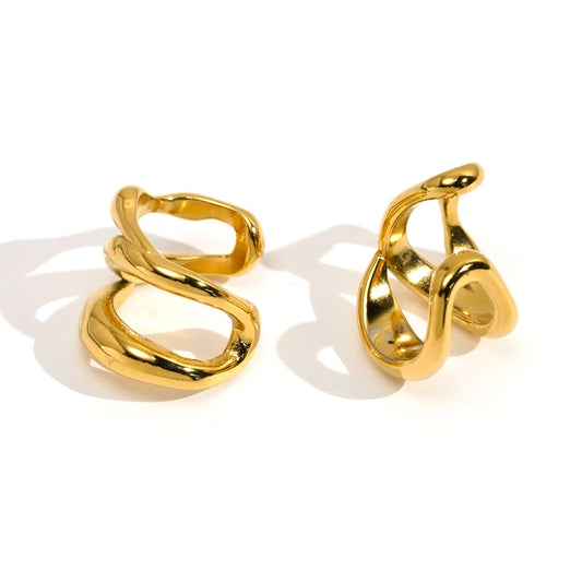 Irregular Line Ear Cuff  18K Gold Plated In Earings