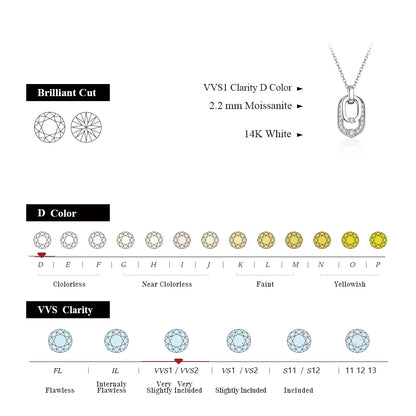 Orelia Luxury Round Cut 2.2mm Moissanite Pendant Necklace For Women 925 SIlver Sparkling Wedding Party  Fine Jewelry Gift